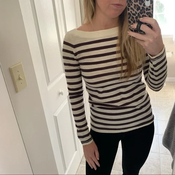 Ann Taylor Loft Long Sleeve Stripe Tee - Picture 2 of 9
